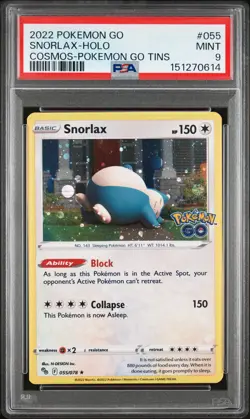 PSA 9 - 2022 POKEMON GO COSMO HOLO POKEMON GO TINS 055 SNORLAX - Image 1
