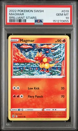 PSA 10 - 2022 POKEMON SWSH BRILLIANT STARS 019 MAGMAR | Shinji Kanda | POP 12 - Image 1
