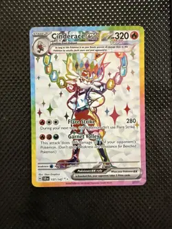 Pokemon TCG Cinderace EX Full Art Ultra Rare Rainbow Holo Card 157/142 - Image 1