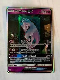 2017 Pokemon Mewtwo GX 78/73 Secret Rare Full Art Holo Shining Legends LP - Image 1