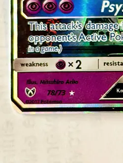 2017 Pokemon Mewtwo GX 78/73 Secret Rare Full Art Holo Shining Legends LP - Image 3