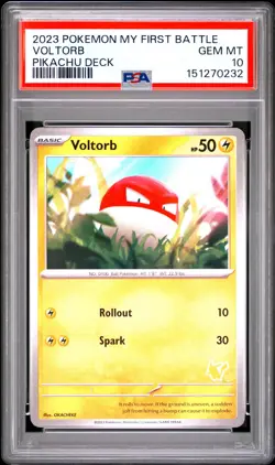 PSA GEM MT 10 - 2023 POKEMON MY FIRST BATTLE-PIKACHU DECK VOLTORB - Image 1