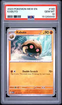 PSA GEM MT 10 - 2023 POKEMON MEW EN-151 140 KABUTO | POP 3 - Image 1