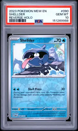 PSA GEM MT 10 - 2023 POKEMON MEW EN-151 REVERSE HOLO 090 SHELLDER | POP 7 - Image 1