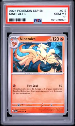 PSA GEM MT 10 - 2024 POKEMON SSP EN-SURGING SPARKS 017 NINETALES | POP 2 - Image 1