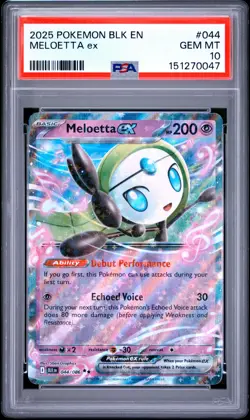 PSA GEM MT 10 - 2025 POKEMON BLK EN-BLACK BOLT 044 MELOETTA ex - Image 1