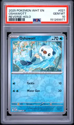 PSA 10 - 2025 POKEMON WHT EN-WHITE FLARE 021 REVERSE HOLO OSHAWOTT | POP 1 - Image 1