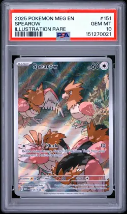 PSA GEM MT 10 - 2025 POKEMON MEG EN-MEGA EVOLUTION ILLUSTRATION RARE 151 SPEAROW - Image 1