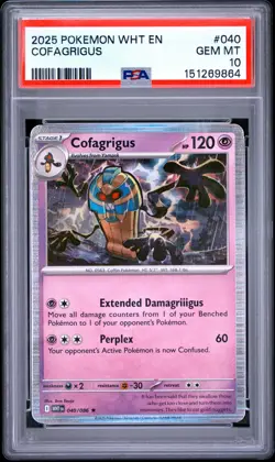 PSA GEM MT 10 - 2025 POKEMON WHT EN-WHITE FLARE 040 COFAGRIGUS | POP 3 - Image 1