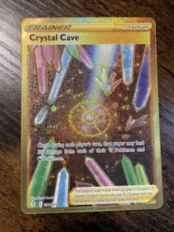 Crystal Cave 230/203 Gold Evolving Skies Trainer Stadium Pokemon Card NM - Image 1