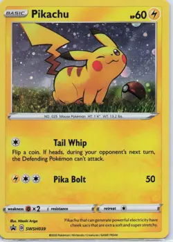 Pikachu Holo Promo SWSH: Sword & Shield Promo Cards SWSH039 NM - Image 1