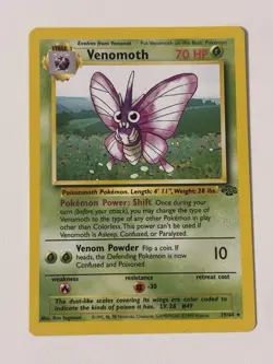 Venomoth Jungle Set Pokemon Card 29/64 Non Holo Rare 1999 WOTC LP - Image 1