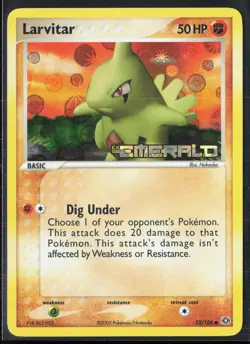 Larvitar 52/106 EX Emerald 2005 Reverse Holo Pokemon Card - Image 1
