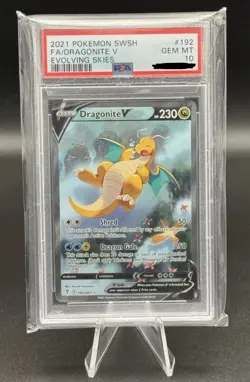 Dragonite V 192/203 Alt Art Evolving Skies Pokemon Card - PSA 10 Gem Mint - Image 1