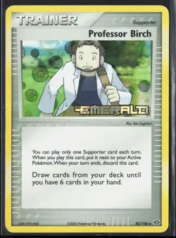 Professor Birch 82/106 EX Emerald 2005 Reverse Holo Pokemon Card - Image 1