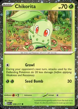 Chikorita (Cosmos Holo) Holo Common Miscellaneous Cards & Products 008/217 NM - Image 1