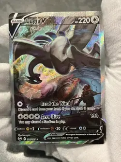 Heavily Played Lugia V 186/195 Silver Tempest Alternate Art Holo Pokemon Card - Image 3