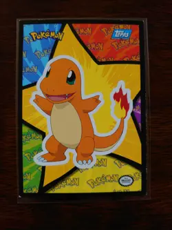 Pokemon The First Movie Sticker TOPPS INSERT Card CHARMANDER BLUE FIRST PRINTING - Image 1