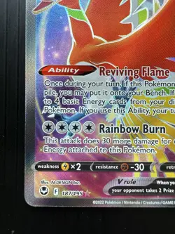 Pokemon Ho-Oh V 187/195 Full Art Silver Tempest (NM) - Image 4