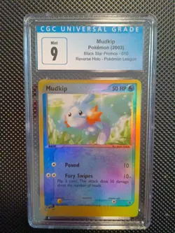 CGC 9 MINT Mudkip 010 REVERSE HOLO Black Star PROMO Pokemon Card - Image 1