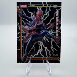 2026 Topps Chrome Marvel Spider-Punk Storms Black Lighting Refractor /10 #166 SP - Image 1
