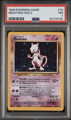 PSA 7 1999 Pokemon TCG Base Set Mewtwo Holo Rare 10/102 English - Image 1