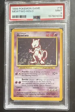 Pokemon Mewtwo 10/102 Base Set Holo Rare Basic HP60 English PSA 9 1999 - Image 1