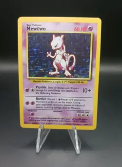 1999 Pokemon Mewtwo Base Set #10/102 Holo Rare Wizards Vintage WOTC TCG Card LP - Image 1