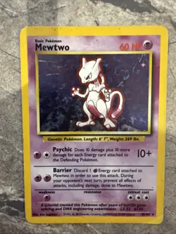 Pokemon Mewtwo TCG Holo Rare Card Base Set 10/102, WOTC 1999 - Image 1