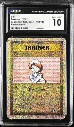 CGC 10 GEM MINT Bill 108/110 Legendary (Collection) Reverse Holo Pokemon Card - Image 1