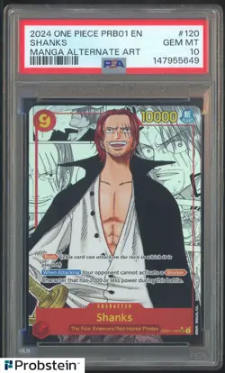 2024 One Piece PRB01 En Manga Alternate Art #120 Shanks PSA 10 GEM MINT - Image 1