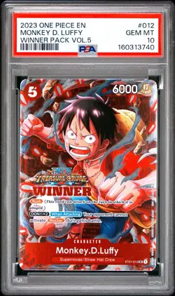 2023 ONE PIECE PROMOS WINNER VOL.5 #012 MONKEY D. LUFFY PSA 10 QTY - Image 1