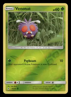 Venonat 10/214 NM Common Reverse Holo Unbroken Bonds 2019 Pokemon TCG - Image 1
