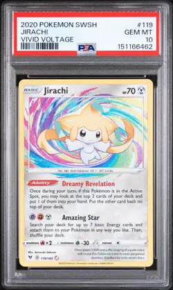2020 POKEMON SWORD & SHIELD VIVID VOLTAGE #119 JIRACHI PSA 10 - Image 1