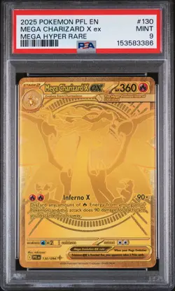 2025 POKEMON PFL EN-PHANTASMAL FLAMES MEGA HYPER RARE MEGA CHARIZARD X EX PSA 9 - Image 1