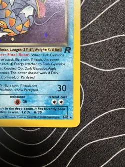 MINTY NM Dark Gyarados w/ WHISKER 🍥SWIRL 🍥 8/82 Team Rocket Holo Unlimited - Image 4