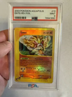 2003 Pokemon - Entei Reverse Holo Rare E Reader Aquapolis 10/147 PSA 9 Mint WOTC - Image 1