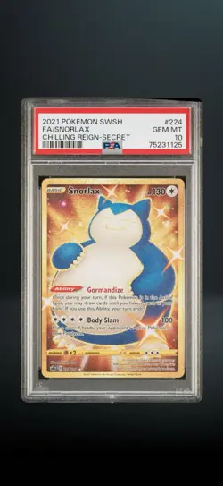 Pokemon Snorlax 224/198 Chilling Reign Secret Rare Full Art Holo PSA 10 English - Image 1