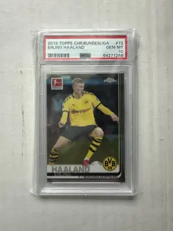 2019 TOPPS CHROME BUNDESLIGA #72 ERLING HAALAND ROOKIE RC PSA 10 - Image 1