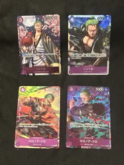 One Piece Card Roronoa Zoro OP05-067 R,P-045 P,OP09-076,ST18-004 JP 4 set - Image 1