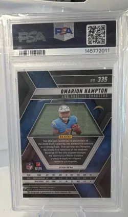 Panini Mosaic #335 Omarion Hampton Mosaic Prizm Autographs PSA 9 Chargers Rookie - Image 2