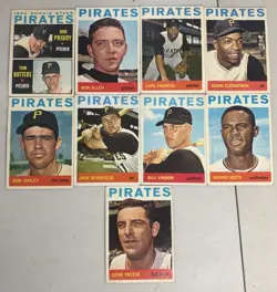 1964 Topps MLB Baseball Pittsburgh Pirates Partial Team Set 9 Cards - Image 1