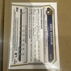 2026 Bowman Chrome DANIEL DICKINSON 1st Bowman On-Card Auto Autograph Green /99 - Image 2