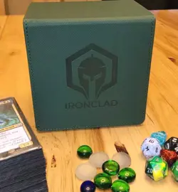 MTG Commander Deck Card Box/Display Window/Dice Drawer/160+ Double Sleeved/Green - Image 4