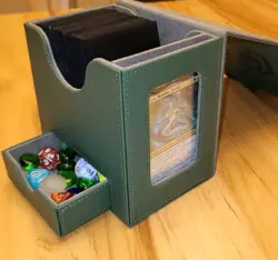 MTG Commander Deck Card Box/Display Window/Dice Drawer/160+ Double Sleeved/Green - Image 5
