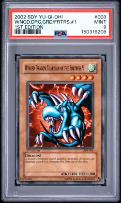 2002 1ST ED WINGED DRAGON, GUARDIAN OF THE FORTRESS #1 PSA 9 Yu-Gi-Oh! SDY-003 - Image 1