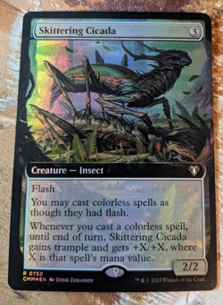 MTG Skittering Cicada (Extended Art) - Commander Masters NM FOIL - Image 1