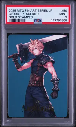 2025 MTG JAPANESE FINAL FANTASY ART SERIES GOLD STAMPED CLOUD, EX-SOLDIER PSA 9 - Image 1