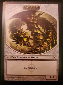 Wurm Deathtouch Scars of Mirrodin NM Magic The Gathering MTG Tcg Token - Image 1