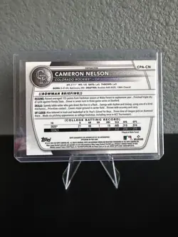 2025 Bowman Chrome 1st Refractor Auto /499 Cameron Nelson CPA-CN Rockies - Image 2